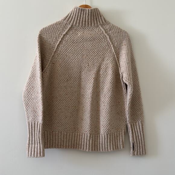 REI Co-op Wallace Lake Beige Wool Chunky Knit Mock Neck XS Pockets - Picture 4 of 6